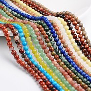 Round Natural & Synthetic Mixed Gemstone Bead Strands, 6mm, Hole: 1mm, about 63pcs/strand, 15.74 inch(G-L420-03-6mm)