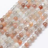 Natural Multi-Moonstone Beads Strands, Round, 4~5mm, Hole: 1mm, about 99pcs/strand, 15.1 inch(38.5cm)(G-P322-43-4mm)