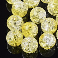 Transparent Crackle Acrylic Beads, Round, Yellow, 10mm, Hole: 2mm, about 943pc/500g(CACR-N002-03)