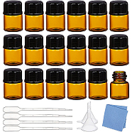 DIY Essential Oil Bottles Kit, with Empty Glass Bottles, Plastic Stopper & Caps & Pipettes & Funnel Hopper, Silver Polishing Cloth, Saddle Brown, Bottles: 2.55cm high, bottle: 2.2x1.55cm, capacity: 1ml, 50pcs/set(DIY-BC0010-95)