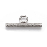 304 Stainless Steel Toggle Clasps Parts, Textured, Bar, Stainless Steel Color, 7x20x2mm, Hole: 3mm(STAS-P248-02P)