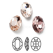 K9 Glass Rhinestone Cabochons, Point Back & Back Plated, Faceted, Oval, Mixed Color, 10x8x4mm(RGLA-M016-D01-D)