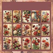 30Pcs 15 Styles Vintage Floral Scrapbook Paper Pads, Flower Plant Paper Sheets for DIY Album Scrapbook, Greeting Card, Background Paper, Cerise, 140x100x0.1mm, 2pcs/style(DIY-P083-A02)