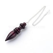 Wood Pointed Dowsing Pendulums, Dyed, with Iron Cross Chains, Coconut Brown, 10.24”(26cm), Hole: 2mm(WOOD-Q023-03)
