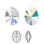 Austrian Crystal Rhinestone Xilion Pendants, 6028, Crystal Passions, Faceted, Oval, 001AB_Crystal AB, 10x8x4mm, Hole: 1mm(6028-10mm-001AB(U))