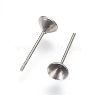 304 Stainless Steel Post Stud Earring Settings, for Pointed Back Xilion Rivoli Rhinestone, Stainless Steel Color, Fit For: 5mm Rhinestone, 14.5x6mm, Pin: 0.6mm(STAS-E446-01D-P)