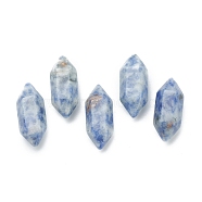 Faceted No Hole Natural Blue Spot Jasper Beads, Healing Stones, Reiki Energy Balancing Meditation Therapy Wand, Double Terminated Point, for Wire Wrapped Pendants Making, 19~22x7~8mm(G-K034-20mm-15)