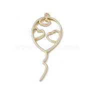Alloy Pendants, Balloon with Heart Charm, Light Gold, 39x16x1.5mm, Hole: 1.2mm(FIND-G040-01LG)