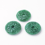 Natural Myanmar Jade/Burmese Jade Pendants, Large Hole Pendants, Dyed, Donut/Pi Disc, Donut Width: 7.8~9.3mm, 20~23x4mm, Hole: 4.5mm(G-E418-18)