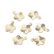 Brass Charms, Long-Lasting Plated, Cadmium Free & Lead Free, Flower, Real 24K Gold Plated, 12.5x10x0.1mm, Hole: 1.2mm(X-KK-F831-022G-RS)