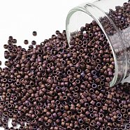 TOHO Round Seed Beads, Japanese Seed Beads, (703) Matte Color Mauve Mocha, 15/0, 1.5mm, Hole: 0.7mm, about 3000pcs/bottle, 10g/bottle(SEED-JPTR15-0703)