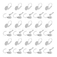 40Pcs 304 Stainless Steel Leverback Earring Findings, with Flat Round Setting for Cabochon, Stainless Steel Color, 20.5x10x11mm, Pin: 0.8mm, Tray: 10mm(KK-UN0043-44)