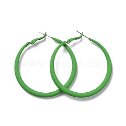 Alloy Big Hoop Earrings for Women, Spray Earrings with 925 Sterling Silver Pin, Green, 6 Gauge, 50x4mm, Pin: 0.6mm(EJEW-M201-01E)