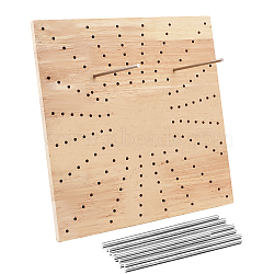 CHGCRAFT Wood Crochet Blocking Board, Knitting Loom, with Custom 304 Stainless Steel Bar, for Making Cushions, Scarves, Hats, Headbands, Shawl, Square Pattern, Board: 280x280x12mm, 1pc, Bar: 120x4mm, 20pcs(DIY-CA0005-28B)