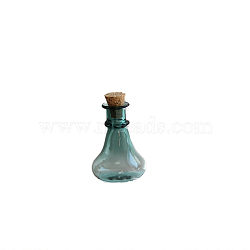 Miniature Glass Empty Wishing Bottles, with Cork Stopper, Micro Landscape Garden Dollhouse Accessories, Photography Props Decorations, Teal, 22x27mm(BOTT-PW0006-01G)