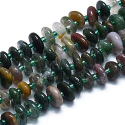 Natural Indian Agate Beads Strands, with Seed Beads, Disc, 10~12x8~9x3~4mm, Hole: 2mm, about 83pcs/strand, 15.55''(39.5cm)(G-K245-H01-C03)