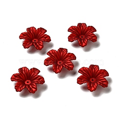Rubberized Style Opaque Acrylic Bead Caps, Frosted, 6-Petal Flower, FireBrick, 32x29x9mm, Hole: 1.8mm(OACR-H016-07)