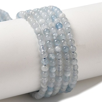 Natural Aquamarine Beads Strands, Round, 3~3.5mm, Hole: 0.6~0.7mm, about 120~150pcs/strand, 15.16~15.55''(38.5~39.5cm)