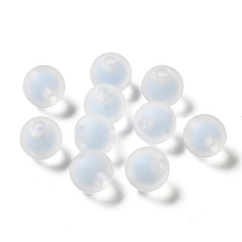 Transparent Acrylic Beads, Frosted, Bead in Bead, Round, Light Blue, 8x7mm, Hole: 2mm, about: 1724pcs/500g