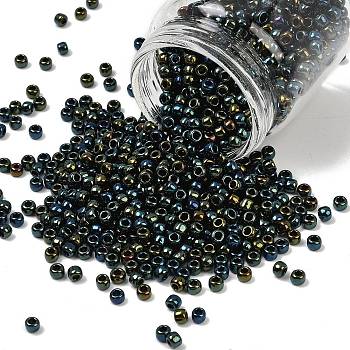 TOHO 6/0 Round Beads, Japanese Seed Beads, (84) Metallic Iris Green/Brown, 4mm, Hole: 1.5mm, about 168pcs/10g