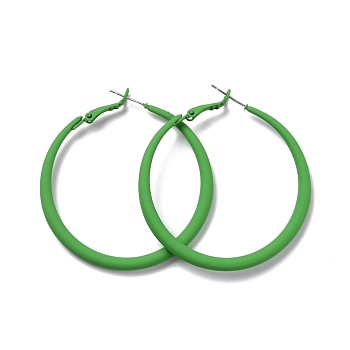 Alloy Big Hoop Earrings for Women, Spray Earrings with 925 Sterling Silver Pin, Green, 6 Gauge, 50x4mm, Pin: 0.6mm