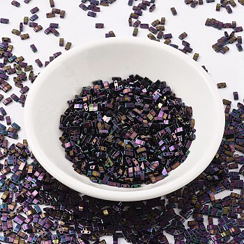 MIYUKI Half TILA Beads, Japanese Seed Beads, 2 Hole, (HTL454) Metallic Dark Plum Iris, 5x2.3x1.9mm, Hole: 0.8mm, about 250pcs/10g