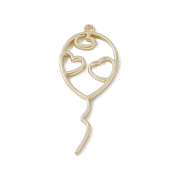 Alloy Pendants, Balloon with Heart Charm, Light Gold, 39x16x1.5mm, Hole: 1.2mm