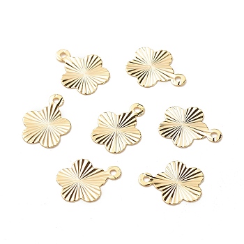 Brass Charms, Long-Lasting Plated, Cadmium Free & Lead Free, Flower, Real 24K Gold Plated, 12.5x10x0.1mm, Hole: 1.2mm