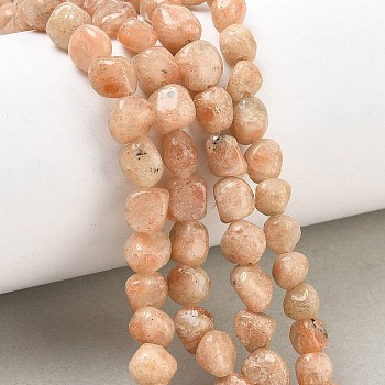 Natural Sunstone Beads Strands, Nuggets, Tumbled Stone, 6~8.5x6~7.5x5~8mm, Hole: 0.9mm, about 27~35pcs/strand, 9.84~11.02''(25~28cm)