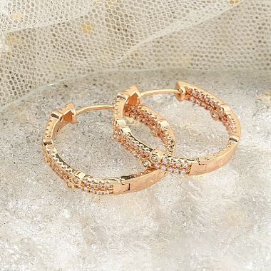 Rack Plating Brass Clear Cubic Zirconia Hoop Earrings(EJEW-M090-01G-05)-2