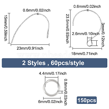 дикосметические 120шт. 2 стиль 316 хирургические крючки для сережек из нержавеющей стали(STAS-DC0010-44)-2