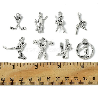 32Pcs 8 Styles Tibetan Style Sports Theme Alloy Pendants(FIND-FS0002-37)-5