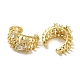 Rack Plating Brass Pave Clear Cubic Zirconia Hollow Croissant Ring Cuff Earrings for Women(EJEW-P280-17G)-2