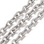 304 Stainless Steel Cable Chains, Textured, Unwelded, Oval, Stainless Steel Color, Link: 15.5x12x3mm