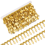 Polyester Lace Ribbon with Plastic Charms Tassel, Wave Edge Lace Trim, Clothes Accessories, Champagne Yellow, Horse Eye, 1-5/8 inch(40mm)(OCOR-WH0078-202B-01)
