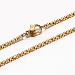 304 Stainless Steel Box Chain Necklaces, with Lobster Claw Clasp, Golden, 17.7 inch(45cm)(X-NJEW-E026-11G)