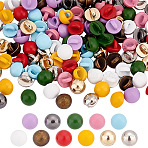 110Pcs 11 Colors Spray Paint Alloy Shank Buttons, 1-Hole, Round, Mixed Color, 4x3mm, Hole: 1mm, 10pcs/color(FIND-GO0002-44)