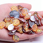 Opaque Resin Rhinestone Cabochons, Faceted, Diamond Teardrop, Topaz AB, 14x10x3mm(RESI-WH0035-29E)