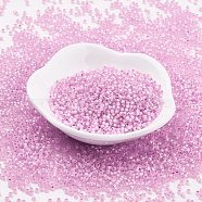 TOHO Japanese Seed Beads, Round, 11/0, (2105) Silver Lined Pink Opal, 2x1.5mm, Hole: 0.5mm, about 42000pcs/pound(SEED-F002-2mm-2105)