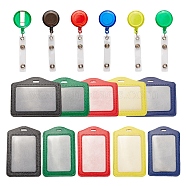 PandaHall Elite PVC Card Holders, with Reel Round Solid Translucent Pull Buckle, Platinum, Mixed Color, 157~189mm, 10sets(AJEW-PH0017-32)