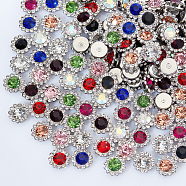 AHADEMAKER 144pcs 9 colors Flower Sew on Rhinestones, Glass Rhinestone, Multi Strand Links, Garments Accessories, Platinum, 11.5x5.5mm, Hole: 3x1.5mm, 16pcs/color(RB-GA0001-01B)