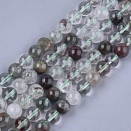 Natural Green Lodolite Quartz/Garden Quartz Beads Strands, Round, 10mm, Hole: 1mm, about 38~39pcs/strand, 15.3 inch(G-S333-10mm-036)