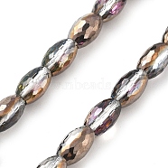 Electroplate Transparent Glass Beads Strands, Oval, Full Rainbow Plated, Faceted, Gold, 10x6mm, Hole: 1.2mm, about 39pcs/strand, 15.94''(40.5cm)(EGLA-M032-02A-FR)