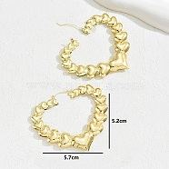 Stainless Steel Heart Hoop Earrings, Golden, 60x65mm(VF8428)