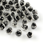 Handmade Luminous Lampwork Beads, Round, Black, 8mm, Hole: 1mm(LAMP-R125-8mm-10)