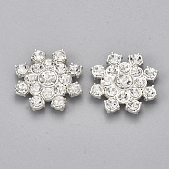 Alloy Acrylic Rhinestone Cabochons, Faceted, Flower, Clear, Silver, 23.5x5mm(PALLOY-T066-03P)