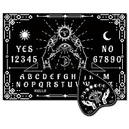 Pendulum Dowsing Divination Board Set, Wooden Spirit Board Black Talking Board Game for Spirit Hunt Birthday Party Supplies with Planchette, Sun, 300x210x5mm, 2pcs/set(DJEW-WH0324-050)