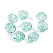 Glass K9 Glass, Imitation Austrian Crystal Beads, Faceted, Rondelle, Light Green, 8x6mm, Hole: 1mm(GLAA-H024-09A-01)