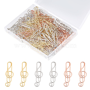 66Pcs 3 Colors Metal Paper Clips, Bookmark Marking Clips, Music Note, Mixed Color, 35x11x3mm, 22pcs/color(AJEW-CP0005-63)