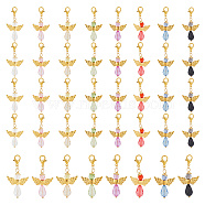 PandaHall Elite 4 Sets Angel Acrylic Pendant Decoration, with Alloy Lobster Claw Clasps, Clip-on Charms, for Keychain, Purse, Backpack Ornament, Mixed Color, 42~44mm, 8pcs/set(FIND-PH0010-14)